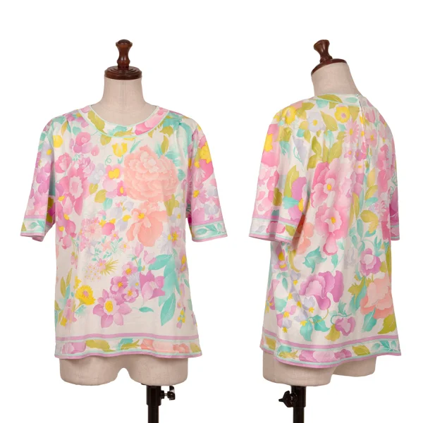 LEONARD Shoulder Tuck Floral Printed T Shirt Multi-Color L K-162316_001