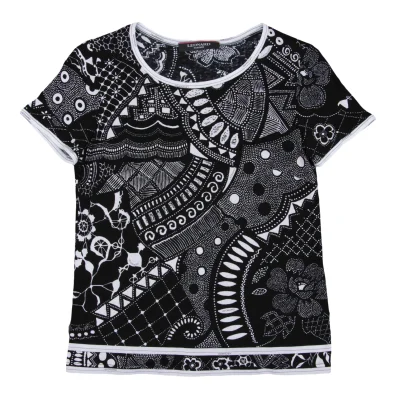 LEONARD Cotton Geometric Print T-shirt