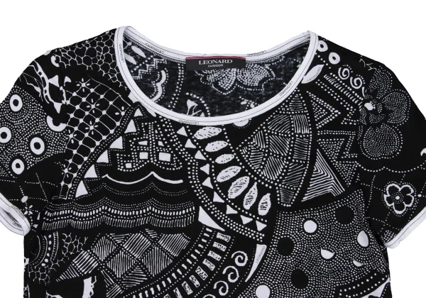 LEONARD Cotton Geometric Print T-shirt K-162317_002
