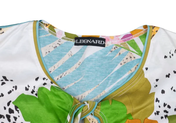 LEONARD Botanical Printed Bowtie Neck Short Sleeves T-shirt K-162318_004
