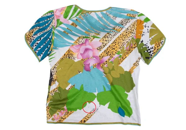 LEONARD Botanical Printed Bowtie Neck Short Sleeves T-shirt K-162318_010