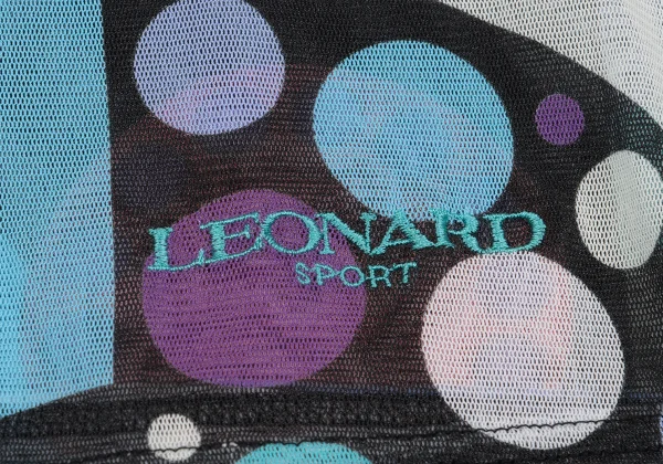LEONARD SPORT Multi Dot Shirring Sleeve Mesh Turtleneck Top K-162319_009