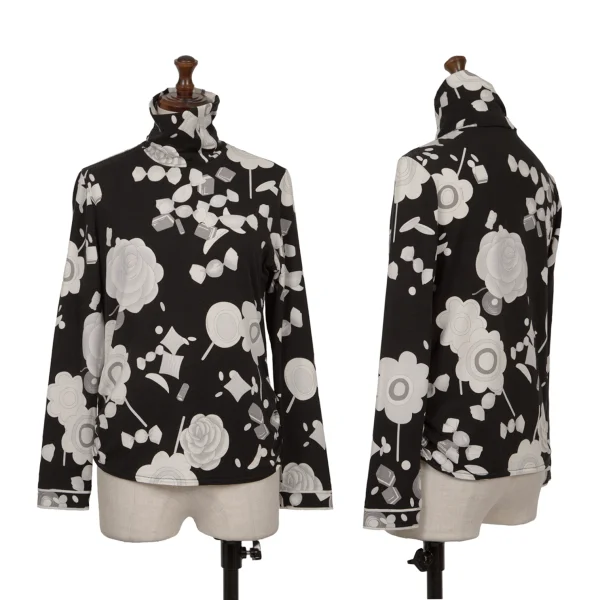 LEONARD SPORT Floral Candy Printed Stretch High Neck T-shirt Black,White 38 K-162320_001