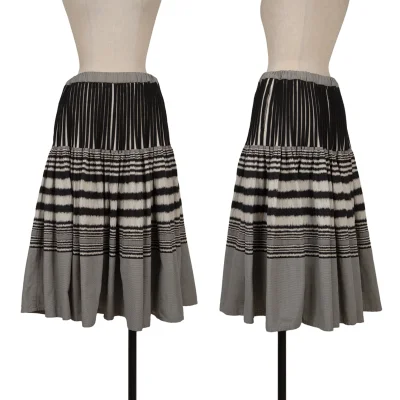ISSEY MIYAKE PERMANENTE Rib Switching Stripe Skirt