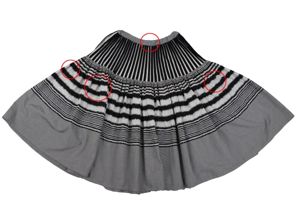 ISSEY MIYAKE PERMANENTE Rib Switching Stripe Skirt K-162323_010