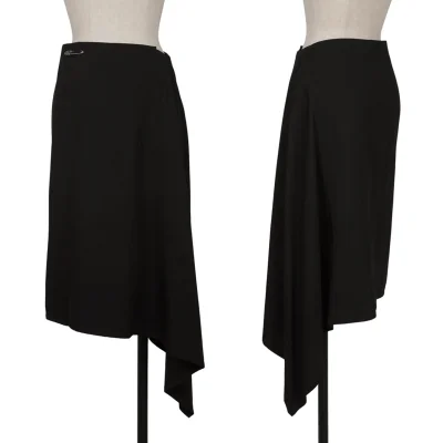 Y's Wool Gaba Asymmetry Wrap Skirt