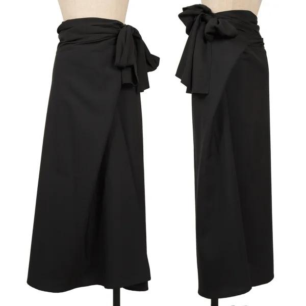 Yohji Yamamoto NOIR Mohair Blend Wool Waist Ribbon Design Skirt Black 2 K-162329_001