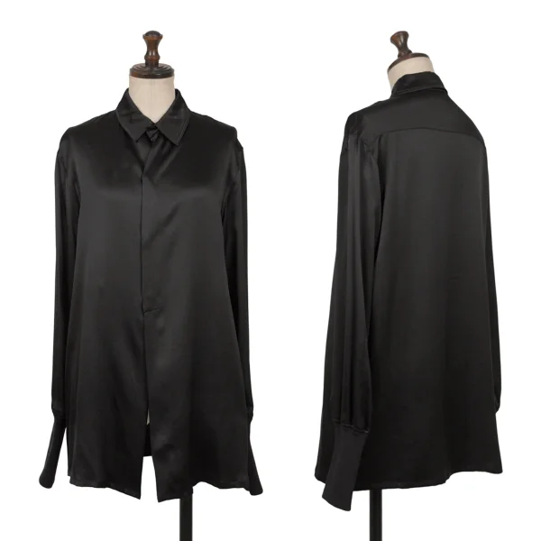 Yohji Yamamoto NOIR Silk Rib Design Snap Shirt Black 2 K-162331_001