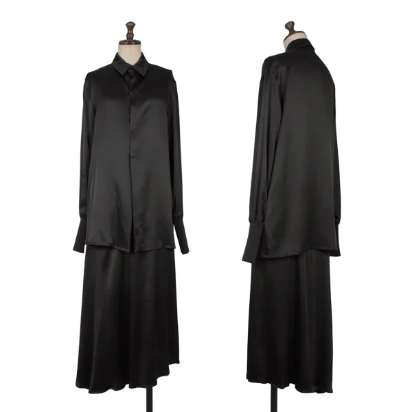 Yohji Yamamoto NOIR Silk Ribbed Asymmetry Skirt K-162332_011