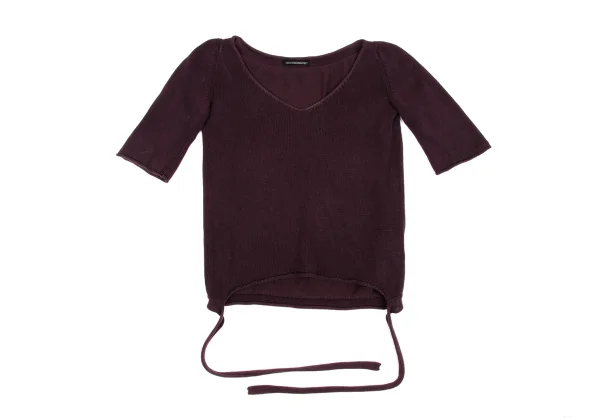 Yohji Yamamoto NOIR Cotton String Hem V-neck Knit Top K-162335_002
