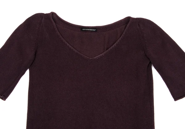 Yohji Yamamoto NOIR Cotton String Hem V-neck Knit Top K-162335_003