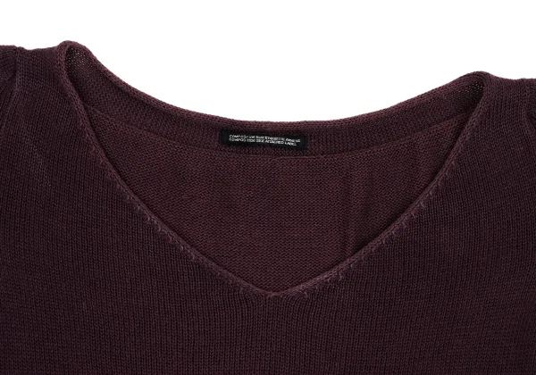 Yohji Yamamoto NOIR Cotton String Hem V-neck Knit Top K-162335_004