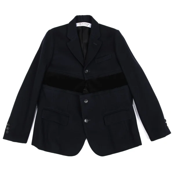 COMME des GARCONS Cut Off Melton Wool Velour Switching Jacket K-162344_002