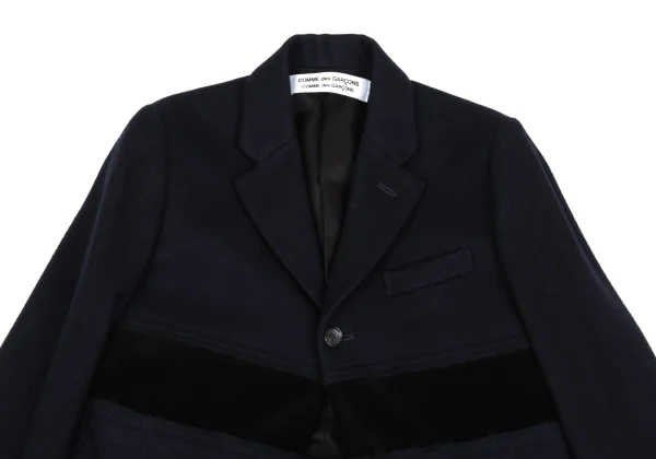 COMME des GARCONS Cut Off Melton Wool Velour Switching Jacket K-162344_003