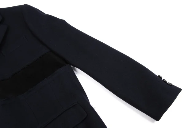 COMME des GARCONS Cut Off Melton Wool Velour Switching Jacket K-162344_008
