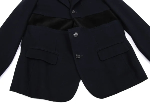 COMME des GARCONS Cut Off Melton Wool Velour Switching Jacket K-162344_010