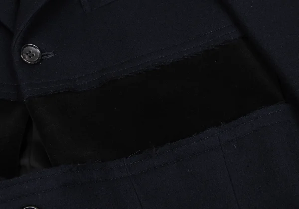 COMME des GARCONS Cut Off Melton Wool Velour Switching Jacket K-162344_011