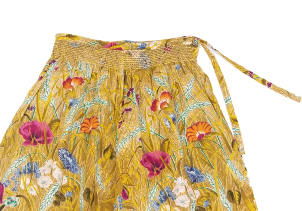 KENZO Cotton Linen Floral Printed Side Drawstring Wide Pants K-162349_002