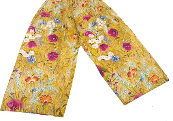KENZO Cotton Linen Floral Printed Side Drawstring Wide Pants K-162349_008