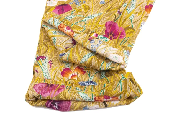 KENZO Cotton Linen Floral Printed Side Drawstring Wide Pants K-162349_009
