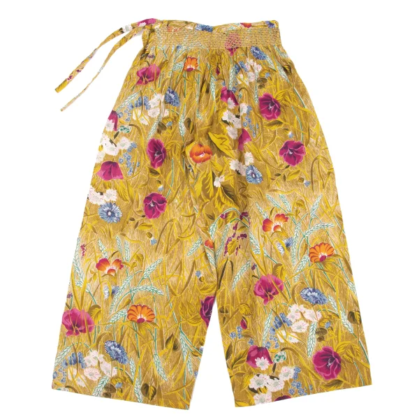 KENZO Cotton Linen Floral Printed Side Drawstring Wide Pants K-162349_010