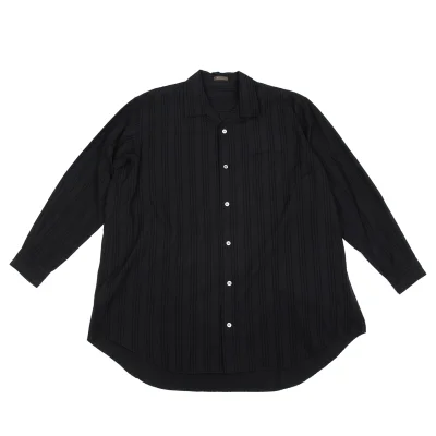 Y's for men Cotton Wool Stitched Stripe Open Collar Shirt