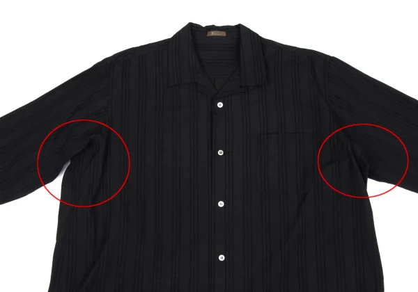 Y's for men Cotton Wool Stitched Stripe Open Collar Shirt K-162352_002