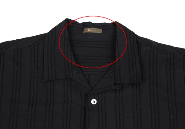 Y's for men Cotton Wool Stitched Stripe Open Collar Shirt K-162352_005