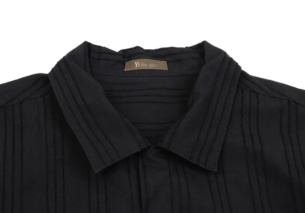 Y's for men Cotton Wool Stitched Stripe Open Collar Shirt K-162352_007