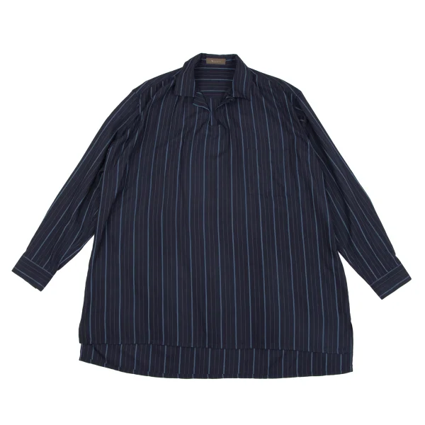 Y's for men Rayon Striped Skipper Pullover Shirt Navy,Blue M-L K-162358_001