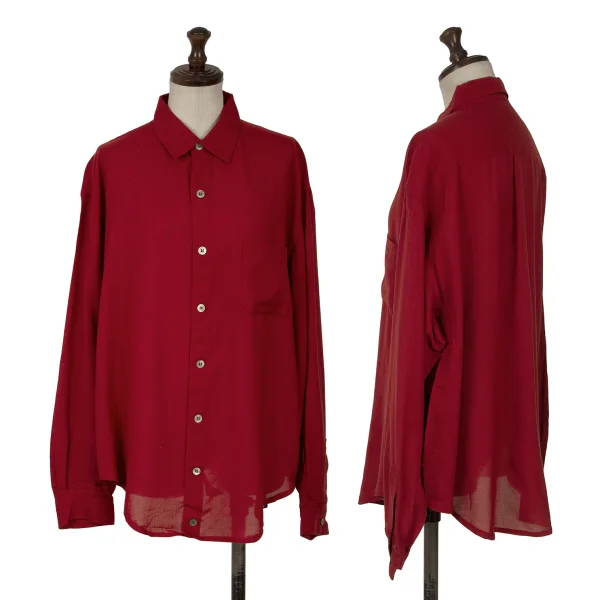 Y's Rayon Long Sleeved Shirt Red M K-162359_001