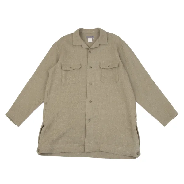 Yohji Yamamoto POUR HOMME Wool Tweed Flap Pocket Jacket Beige M K-162361_001