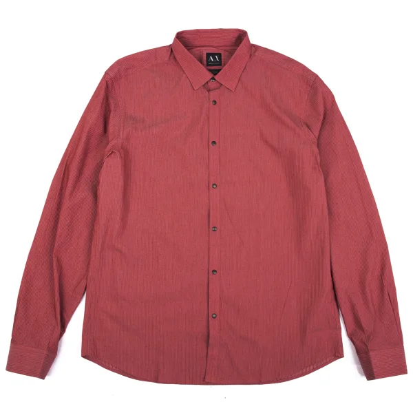 ARMANI EXCHANGE Cotton Nylon Stretch Striped Shirt Red L K-162362_001