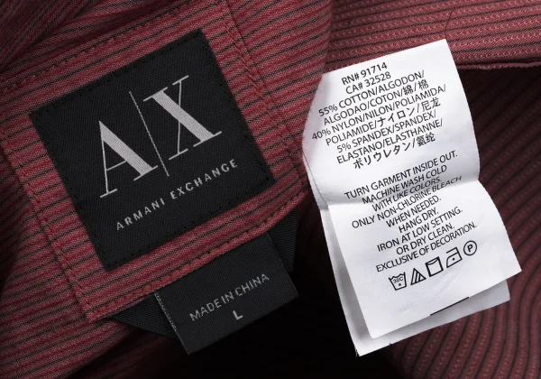 ARMANI EXCHANGE Cotton Nylon Stretch Striped Shirt K-162362_014