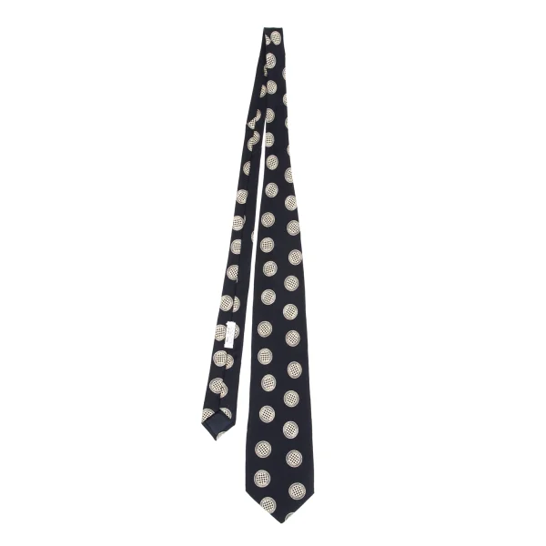GIORGIO ARMANI Check Dot Printed Silk Tie Navy,Beige  K-162365_001