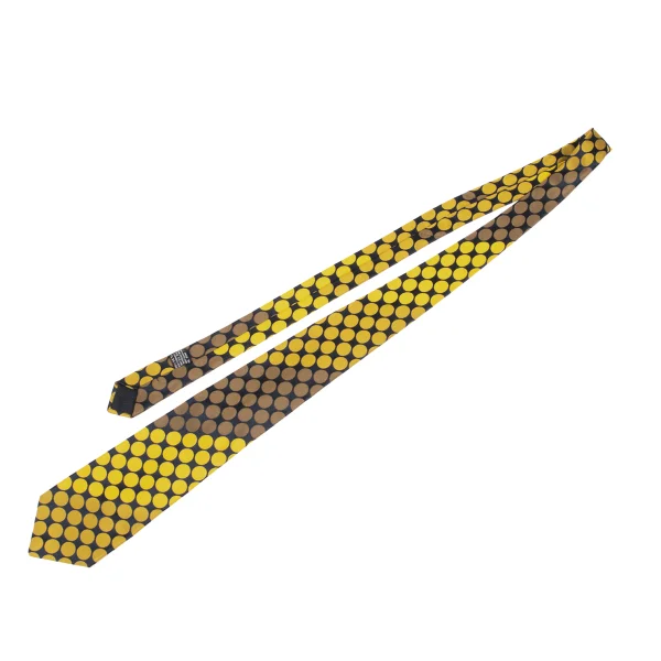 ジャンニヴェルサーチGIANNI VERSACE 光沢ドットジャガードシルクネクタイ 黄紺 K-162370_002