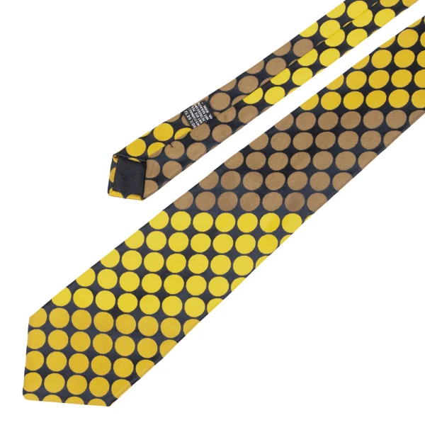 ジャンニヴェルサーチGIANNI VERSACE 光沢ドットジャガードシルクネクタイ 黄紺 K-162370_003