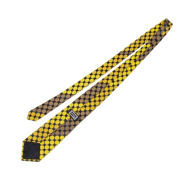 ジャンニヴェルサーチGIANNI VERSACE 光沢ドットジャガードシルクネクタイ 黄紺 K-162370_004