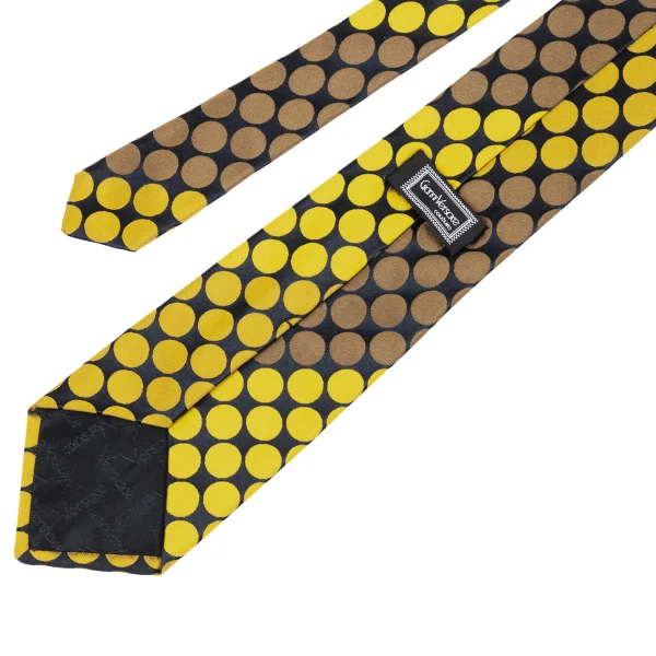 ジャンニヴェルサーチGIANNI VERSACE 光沢ドットジャガードシルクネクタイ 黄紺 K-162370_005