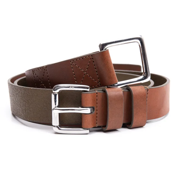 ARMANI EXCHANGE Double Buckle Leather Belt K-162374_002