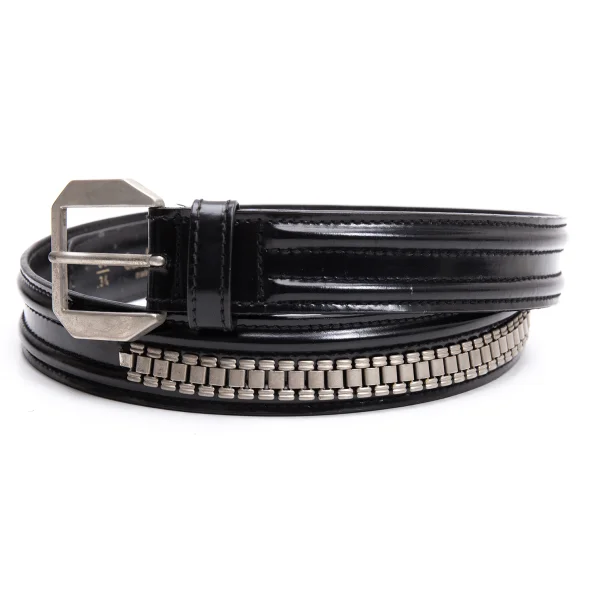 GIANNI VERSACE Metal Band Leather Belt Black 85 K-162377_001
