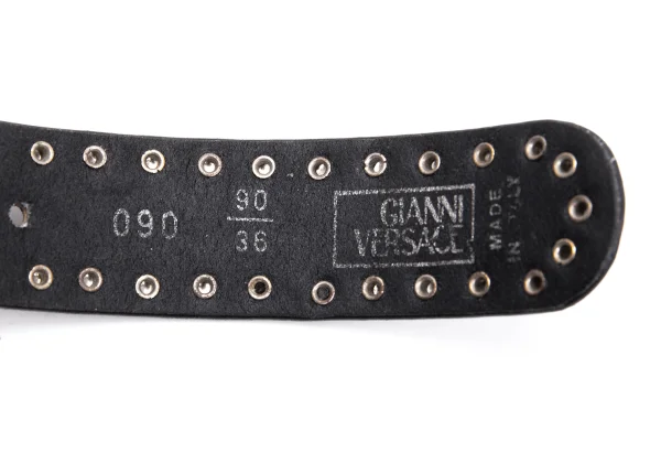GIANNI VERSACE Medusa Rivet Buckle Design Leather Belt K-162379_009