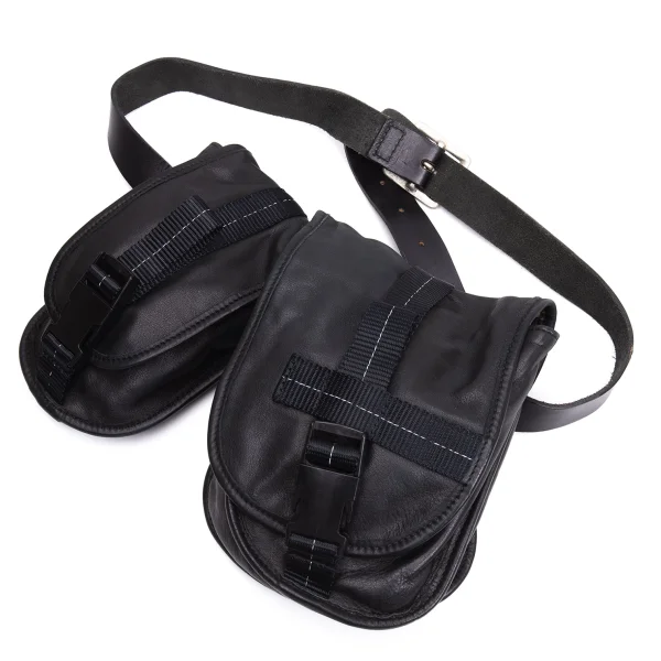 ISAMU KATAYAMA BACKLASH Belted Leather Waist bag Black  K-162382_001