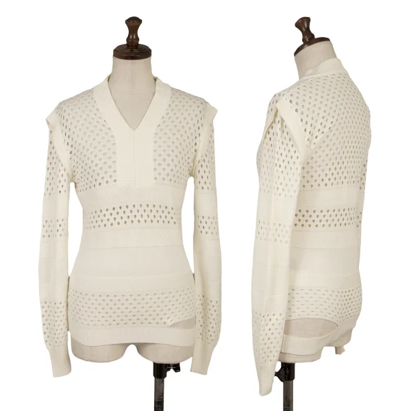 KARL LAGERFELD Mesh Striped Knit White S-M K-162387_001