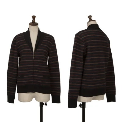 Mademoiselle NON NON Shawl-collar Striped Knit Jacket