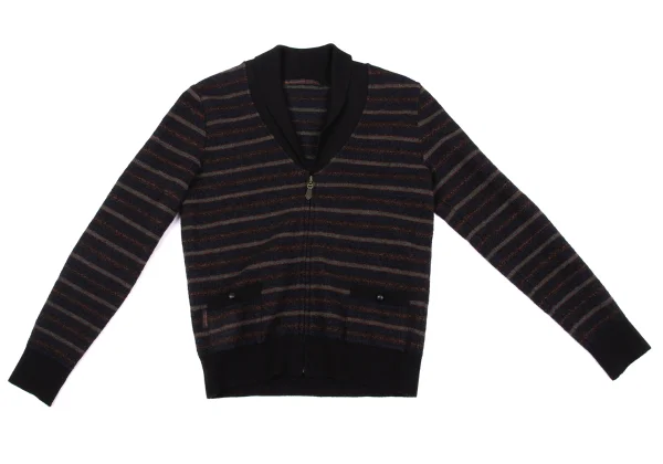 Mademoiselle NON NON Shawl-collar Striped Knit Jacket K-162390_002