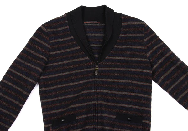 Mademoiselle NON NON Shawl-collar Striped Knit Jacket K-162390_003
