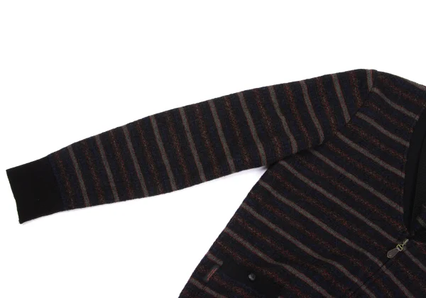 Mademoiselle NON NON Shawl-collar Striped Knit Jacket K-162390_006