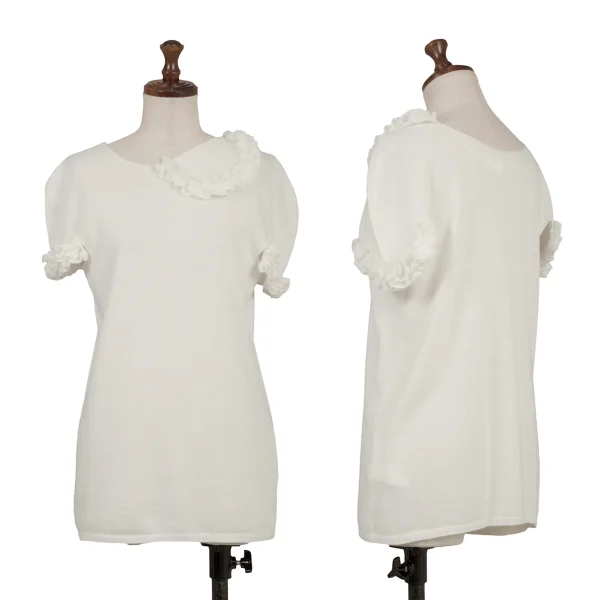 COMME des GARCONS Frill Patch Design Knit Top White S K-162404_001