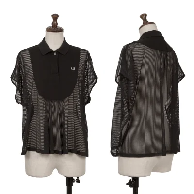 FRED PERRY×mintdesigns See-through Stripe Switching Sleeveless Polo Shirt